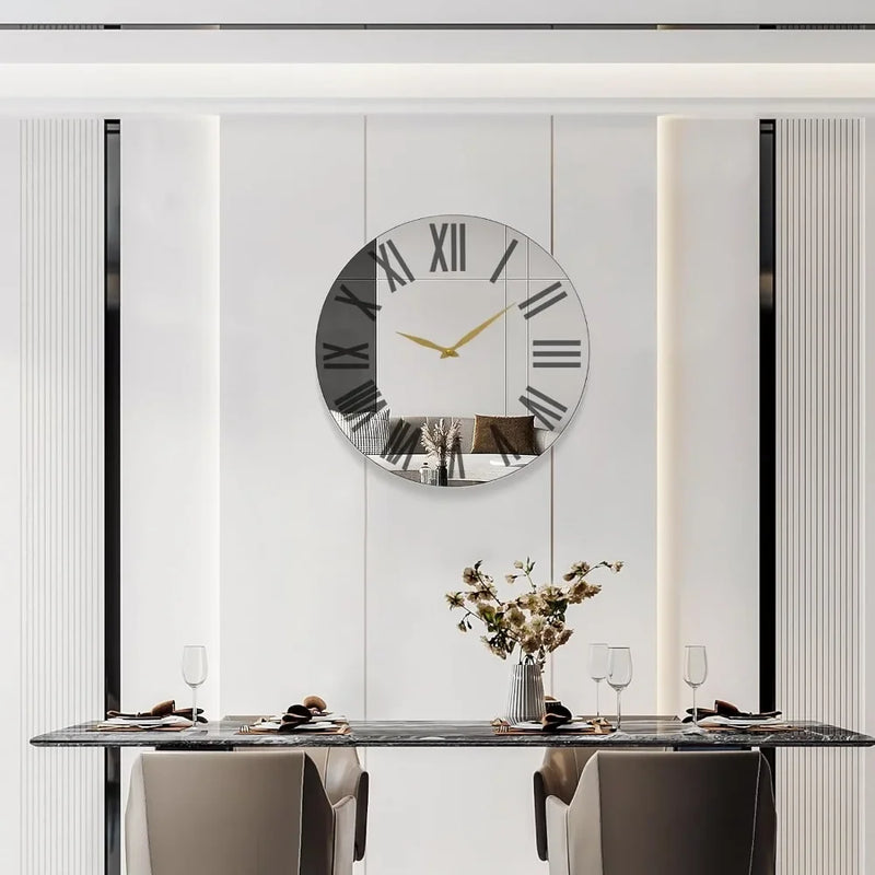 Metal Modern Mirrow No Tick Silent Wall Clock