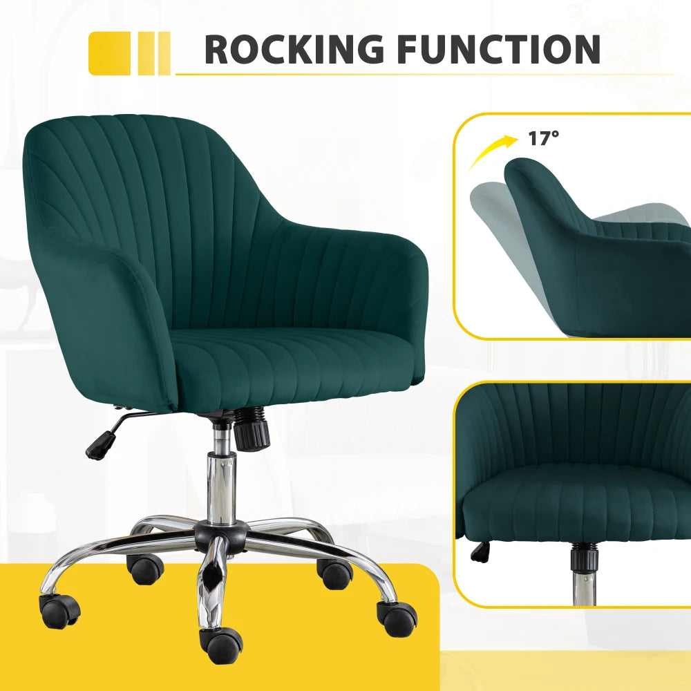 Adjustable Leisure Velvet Wheels Office Chair