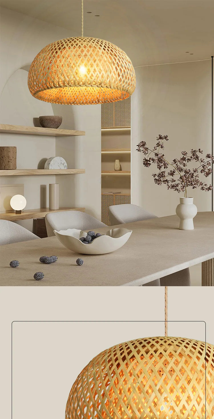 Rattan Bamboo Ceiling Hanging Lamp Pendant Light