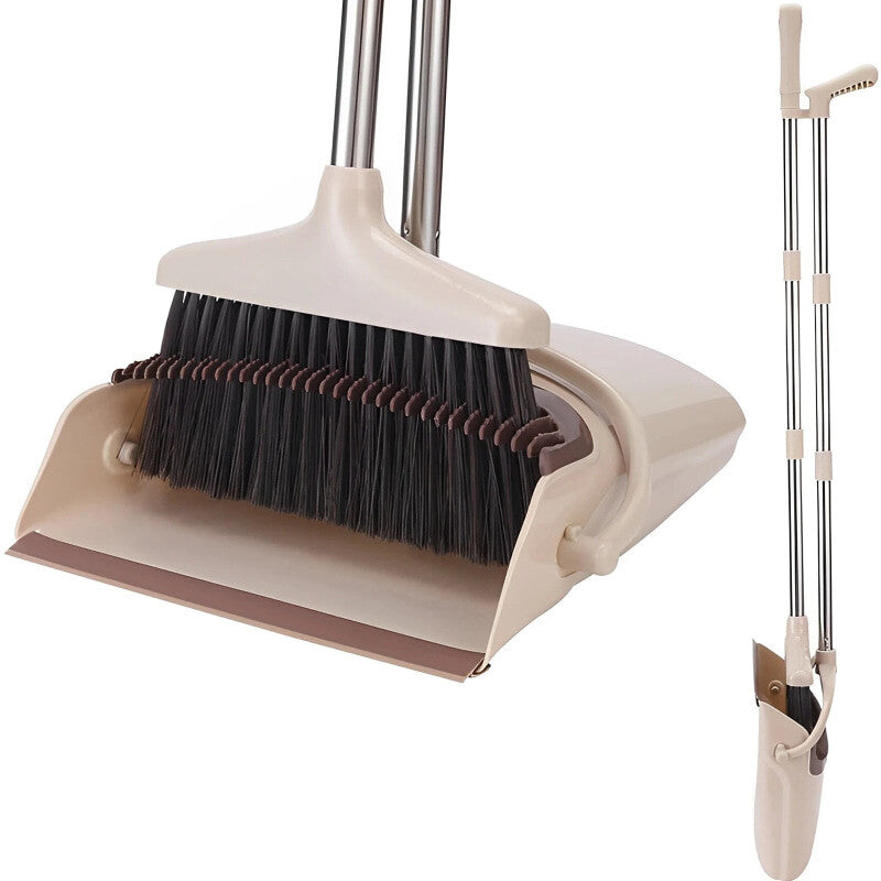 Long Handled Dustpan and Brush with Tooth Scraper