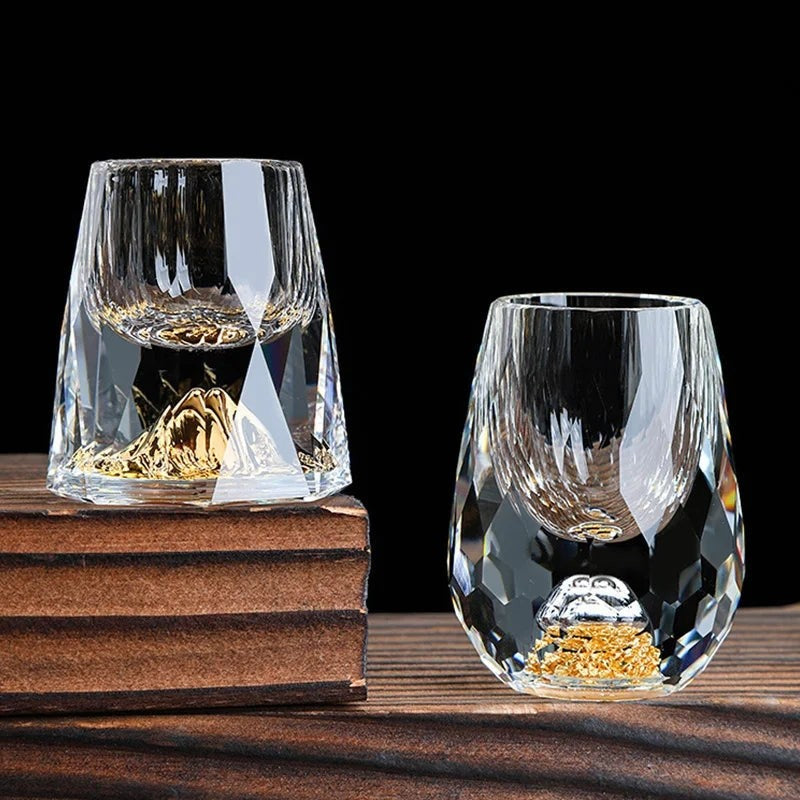 Luxury Double Bottom Crystal Cup with Gold Foil