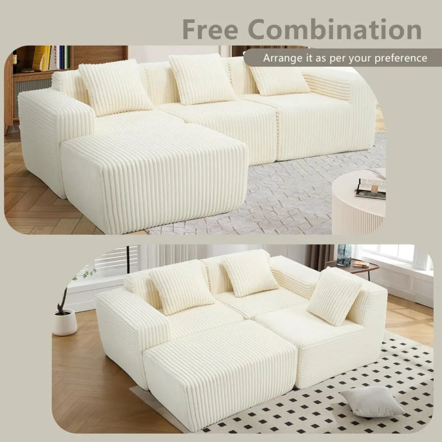 L-Shaped 4-Seater Corner Sofa, Deep Seat Design