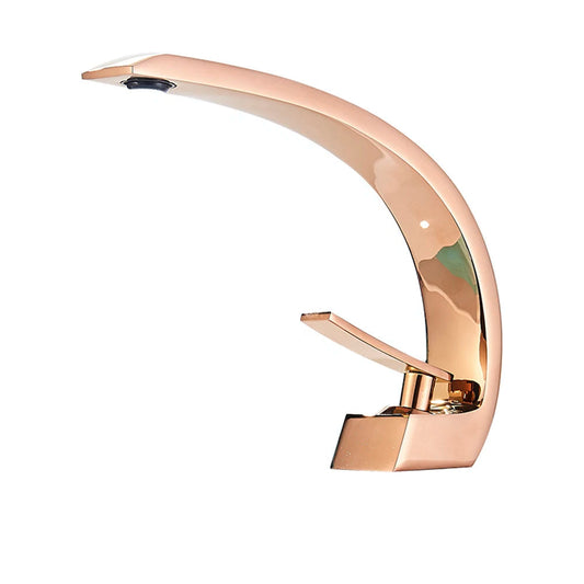 Golden Single Handle Deck Mount Bathroom Faucet