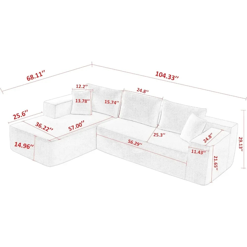 5-Seater Modular Sectional Couch in Sherpa Fabric