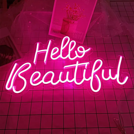 LED Neon Sign For Wall Hello Beautiful