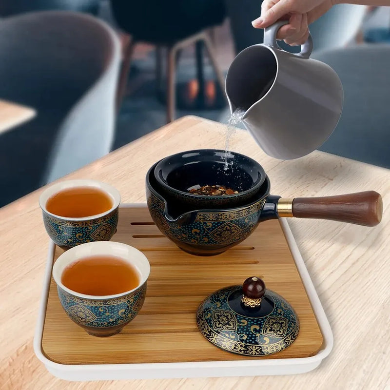 Ceramic Tea Cup with Infuser and Teapot with 360 Rotation