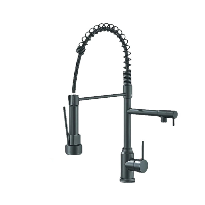 Kitchen Pull Down Dual Spout 360 Rotation Deck Mounted Faucet