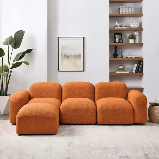 Convertible L Shaped Modern Comfortable Pillows Sofa