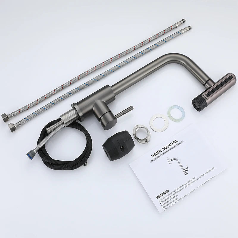 Retractable Pull Out Rotation Stream Sprayer Head Sink Faucet