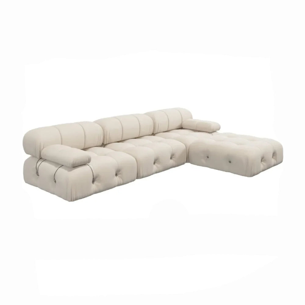 L-Shaped Modular Sectional Sofa with Ottomans, Four-Seater Living Room Couch