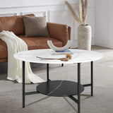 Round Coffee Accent 2 Tier Metal Table