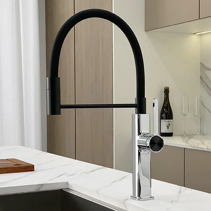 LED Panel Deck Mounted Flexible Hose Sink Kitchen Faucet