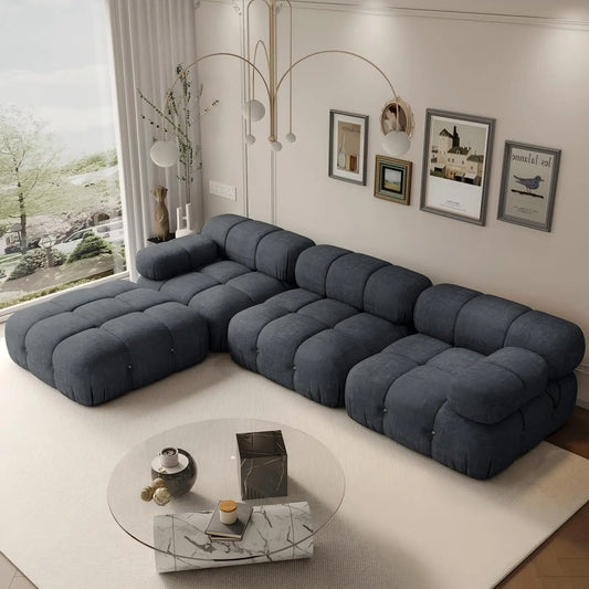 L Shaped Modular Compression Sectional Ottoman 4 Seater Sofa