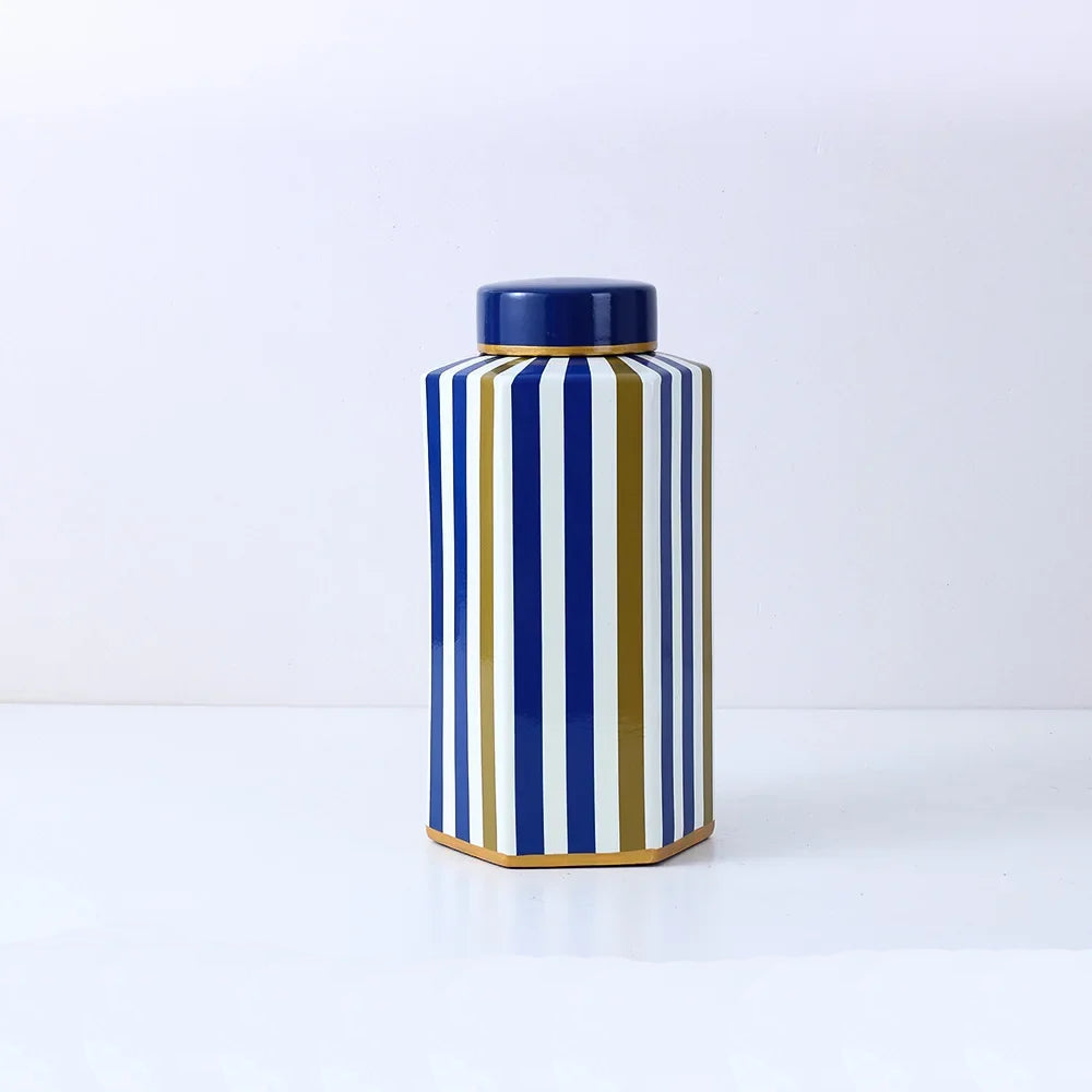 Hexagonal Striped Grid Pot Modern Minimalist Vase