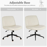 Adjustable Armless Office Wheels PU Leather Swivel Chair