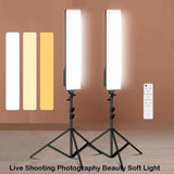 LED Rectangular Video Dimmable Lighting Kit Long Arm Tripod Stand