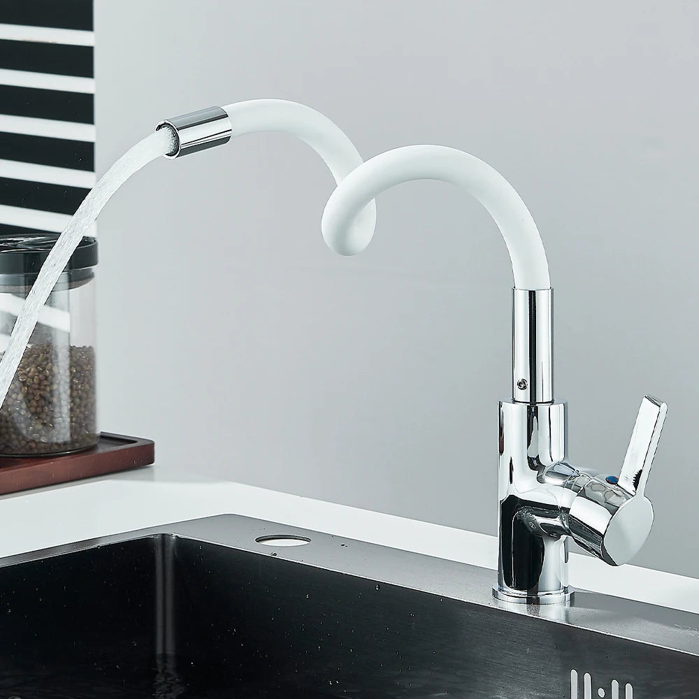 Silica Gel Rotating Deck Mount Kitchen Sink Faucet