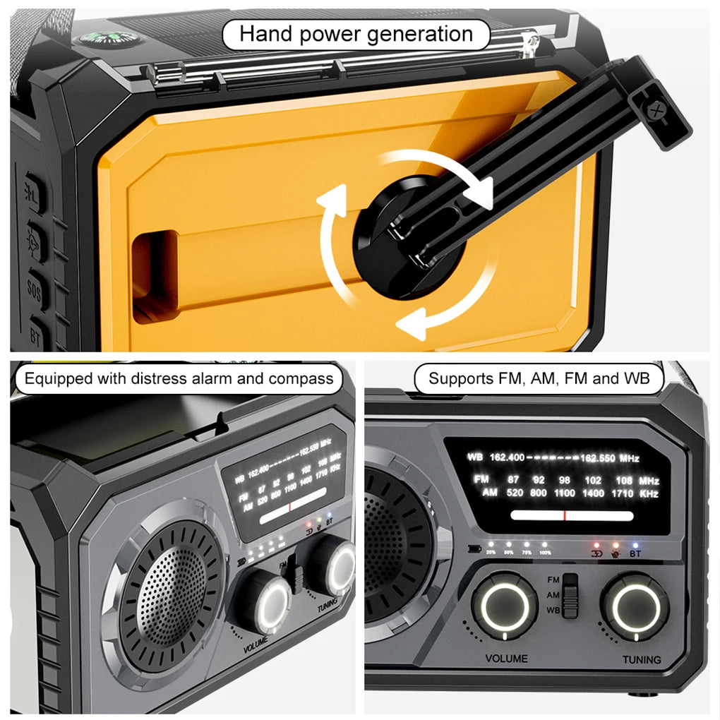 Weather Hand Crank Solar Charging SOS Alarm Radio