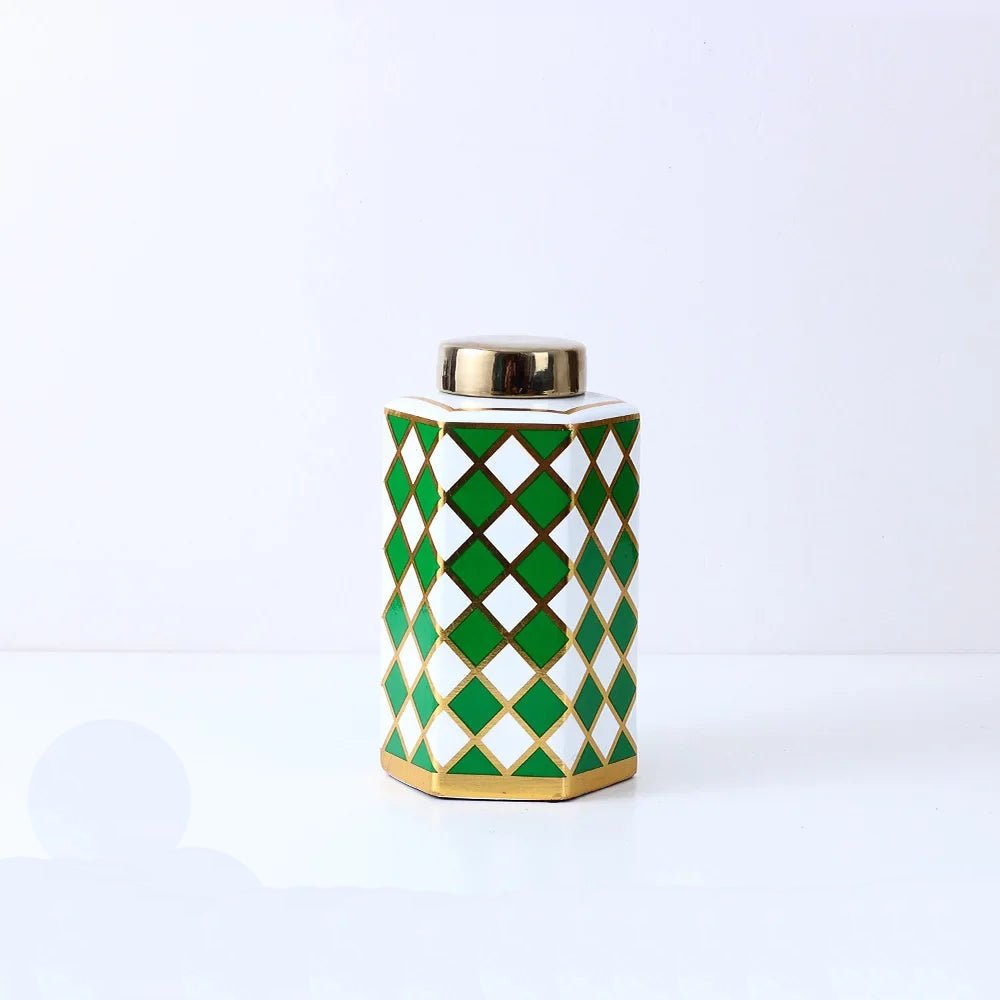 Hexagonal Striped Grid Pot Modern Minimalist Vase