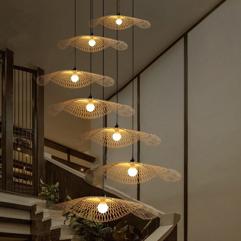Bamboo Woven Wicker Chandeliers Pendant Lights