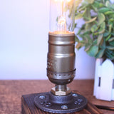 Industrial LED With Switch Wood Base Desk Lamp