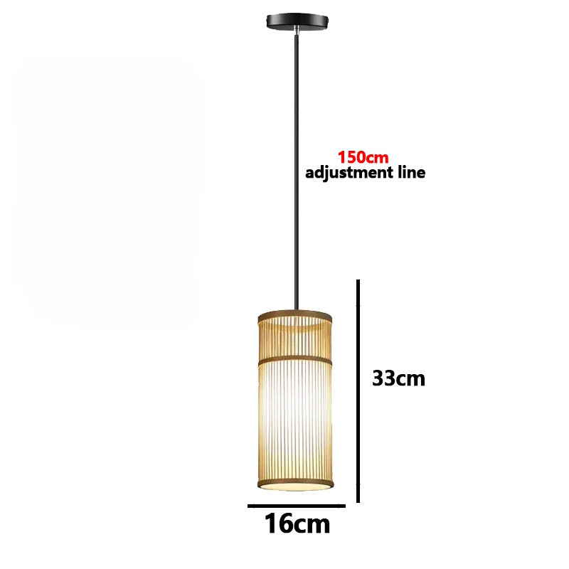 Bamboo Chandelier Pendant Lamp Hanging Wood Ceiling Light