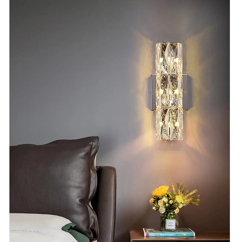 Long Luxury Crystal Modern Wall Lamp