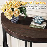 Geometric Base Half Moon Entryway Semi Circle Wood Table