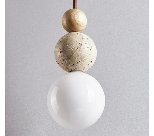 Bedside Led Chandelier Stone Wood Pendant Lamp