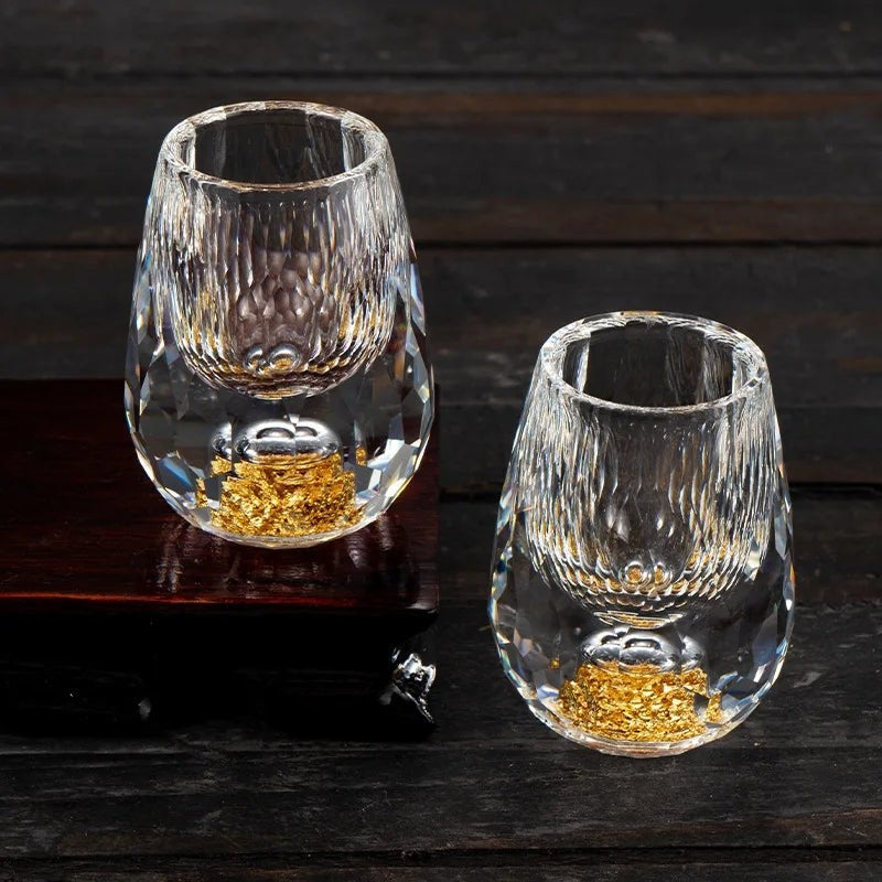 Luxury Double Bottom Crystal Cup with Gold Foil