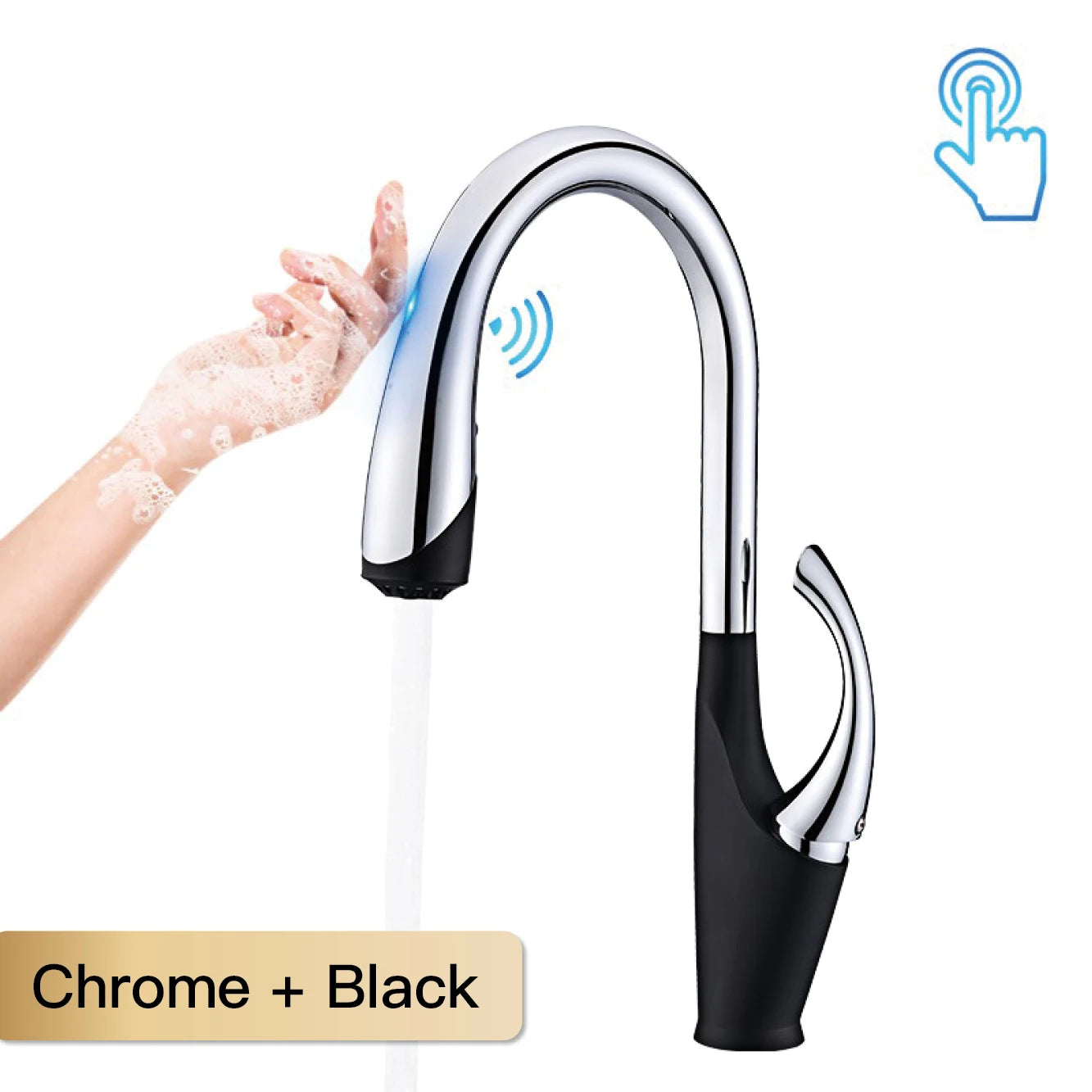 Touch Pull Out 3 Function Single Handle Dual Control Faucet