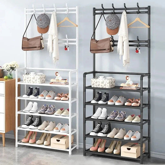 Simple Floor Shoe Rack With Hat Rack