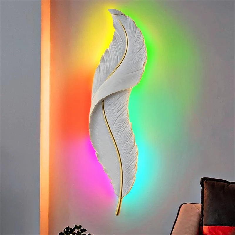 Modern Golden Feather LED Wall Lamp