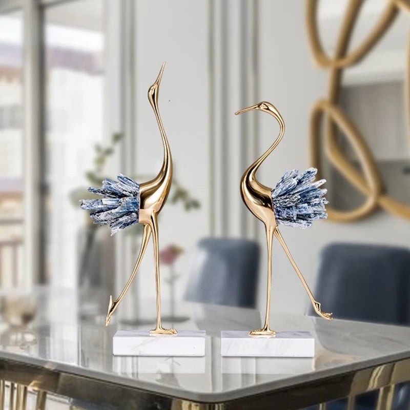 Swan and Artificial Crystal Ornaments Modern Minimalist