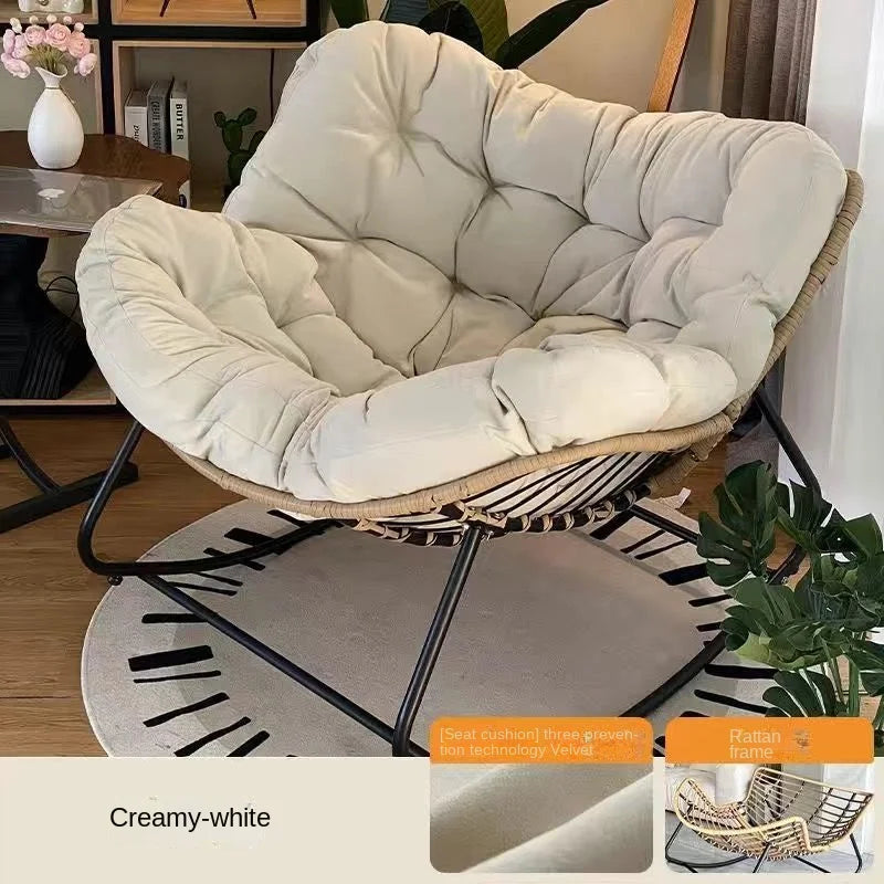 Padded Cushion Rattan Swing Lazy Chair