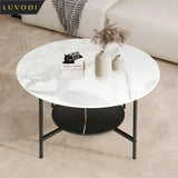 Round Coffee Accent 2 Tier Metal Table