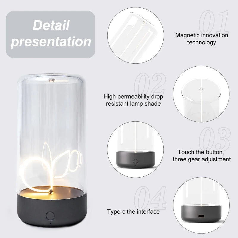 Rechargeable Magnifying Minimalist Magnetic Led Table Lamp
