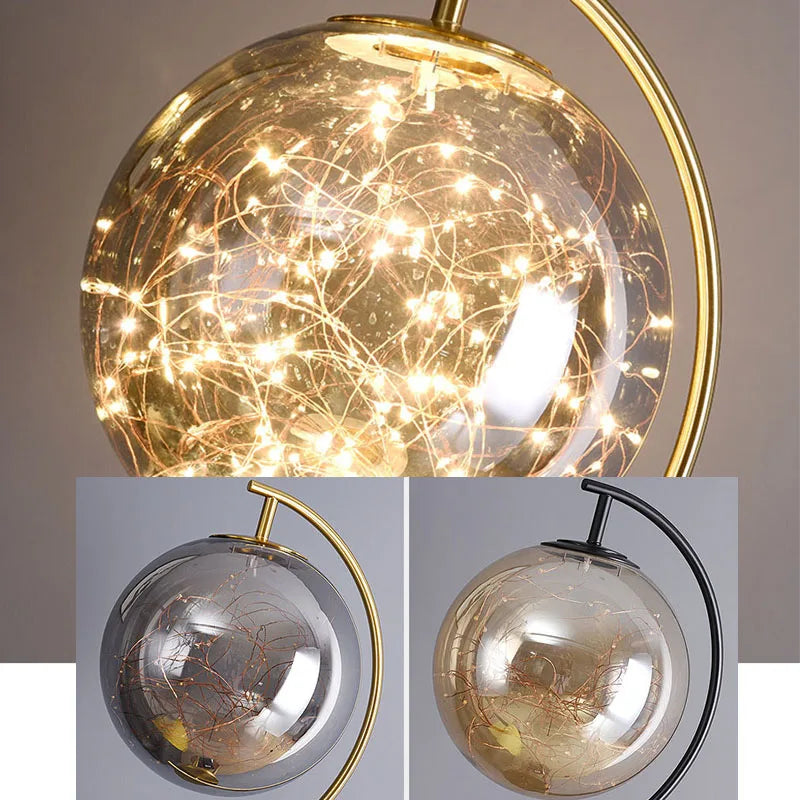 Globe Clear Smoky Glass Round Standing Light