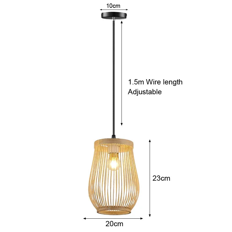 Bamboo Chandelier Pendant Wood Ceiling Lamp