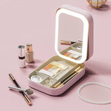 Portable Cosmetic Storage Box with Waterproof Lighted Mirror