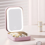 Portable Cosmetic Storage Box with Waterproof Lighted Mirror