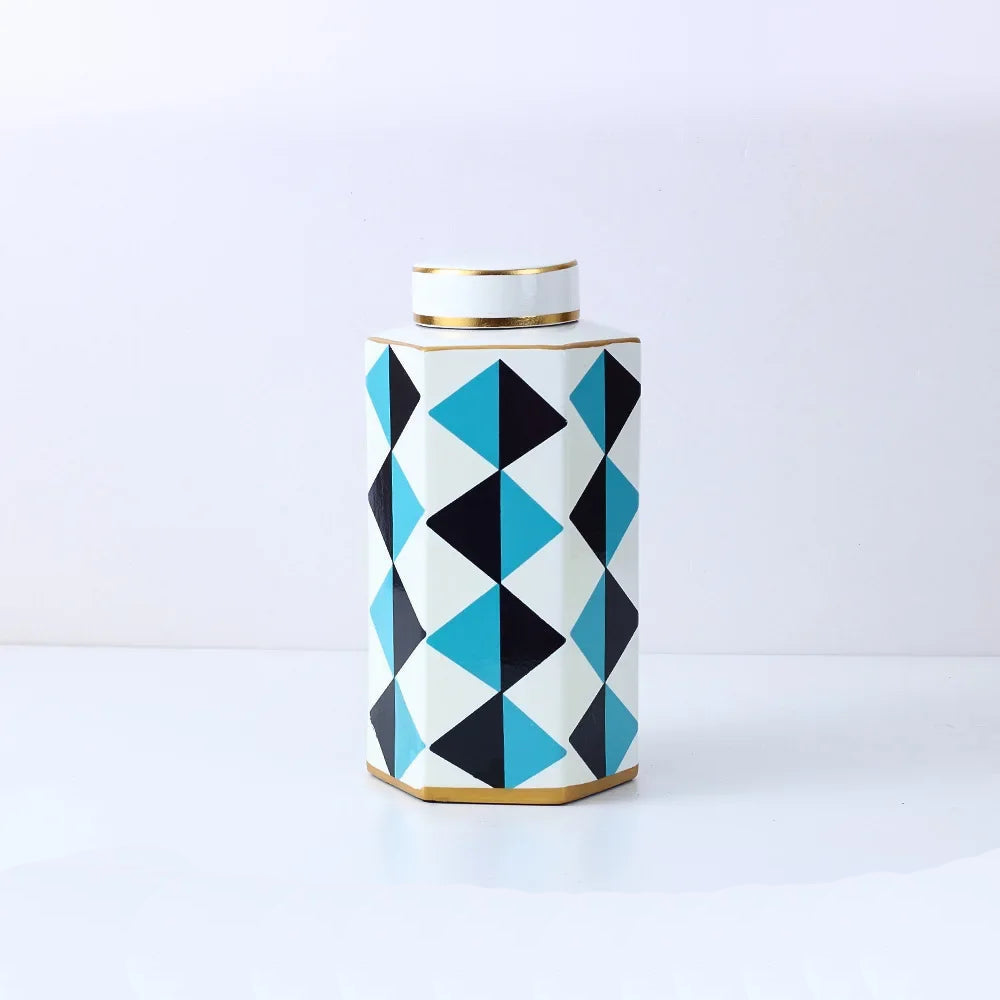 Hexagonal Striped Grid Pot Modern Minimalist Vase
