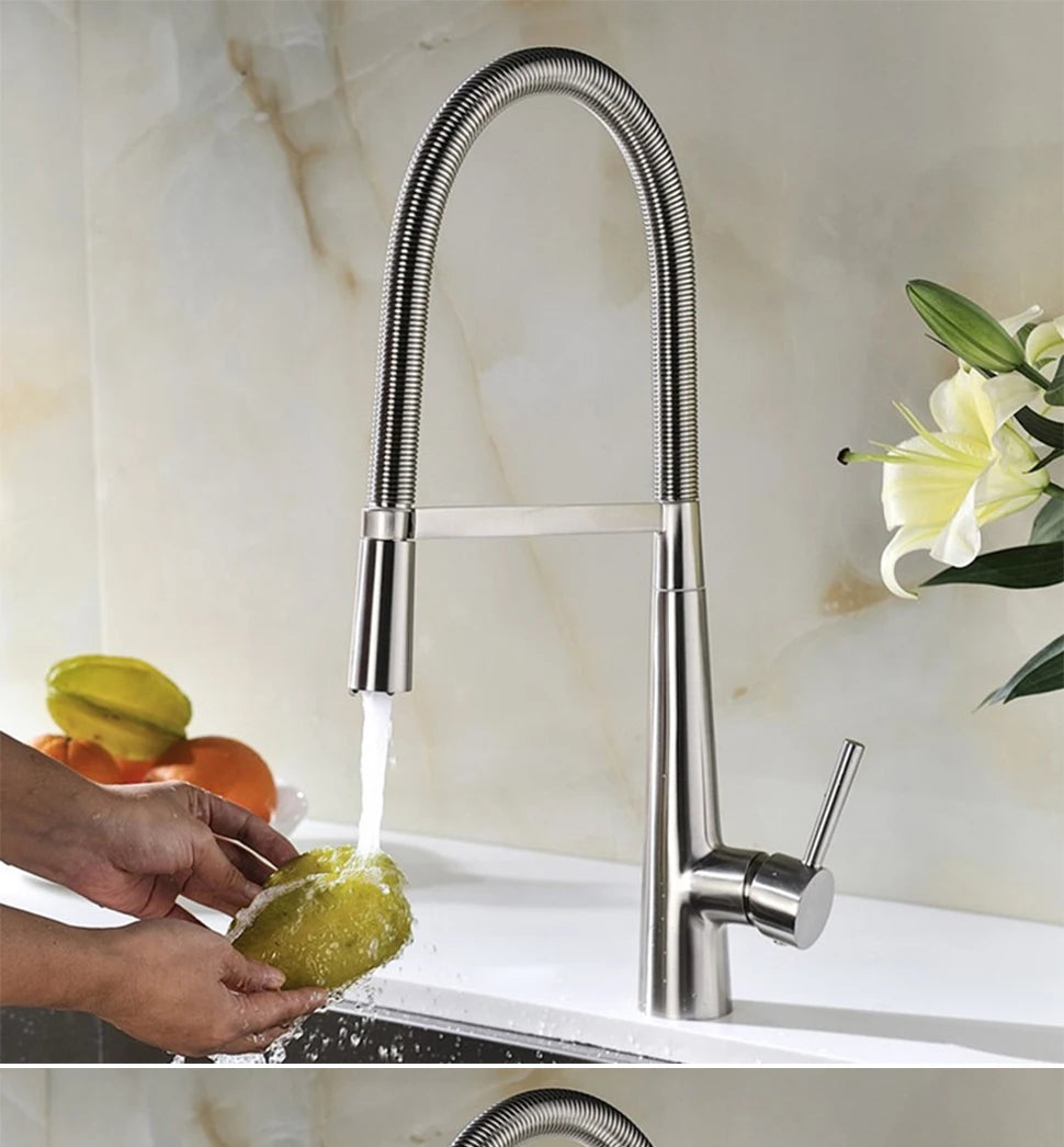 Swivel Spring Spout Pull Down 2 Function Sprayer Sink Faucet