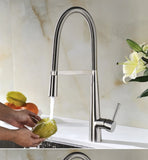 Swivel Spring Spout Pull Down 2 Function Sprayer Sink Faucet