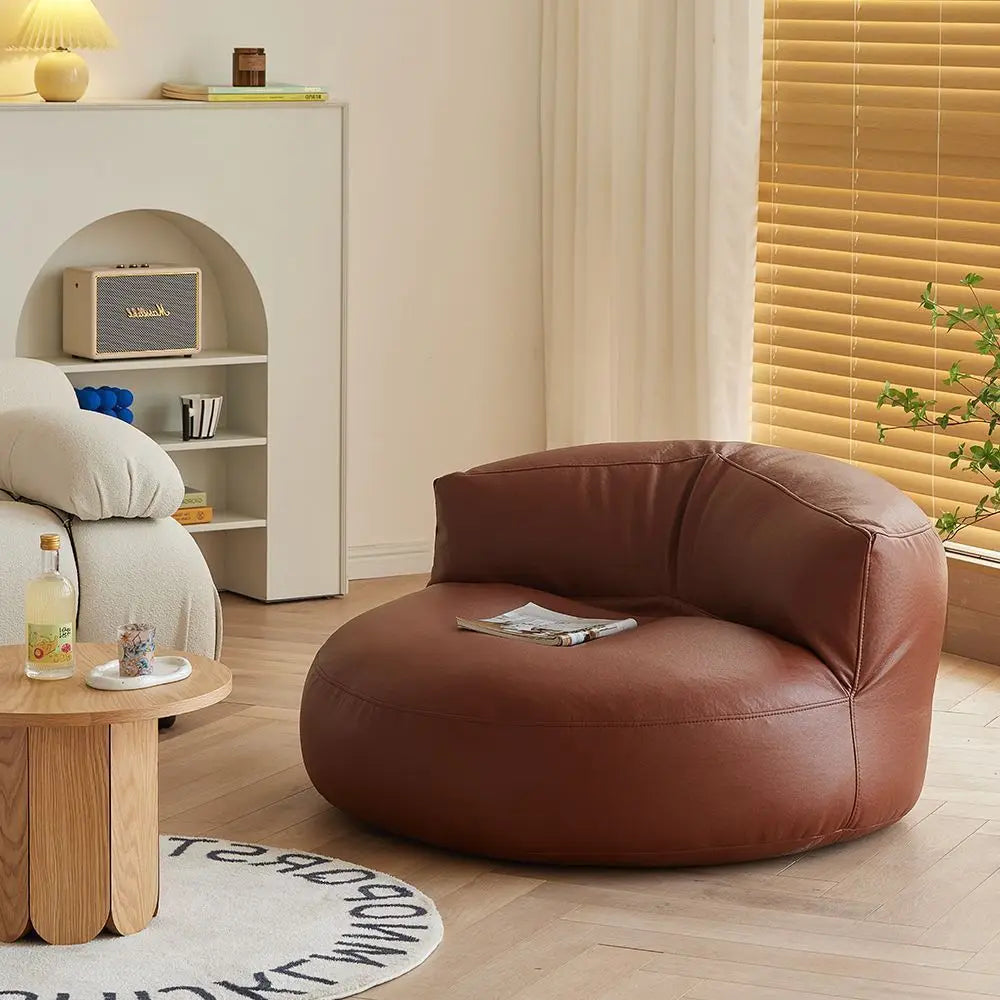 PU Leather Bean Bag Filling Round Lazy Floor Sofa