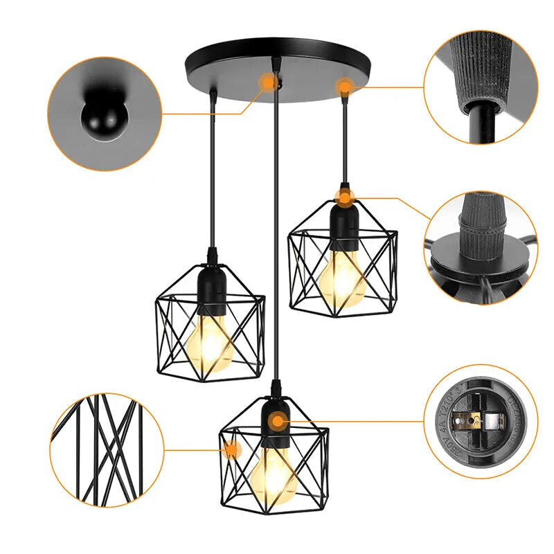 Adjustable Led Industrial Metal Cage Ceiling Pendant Lamp