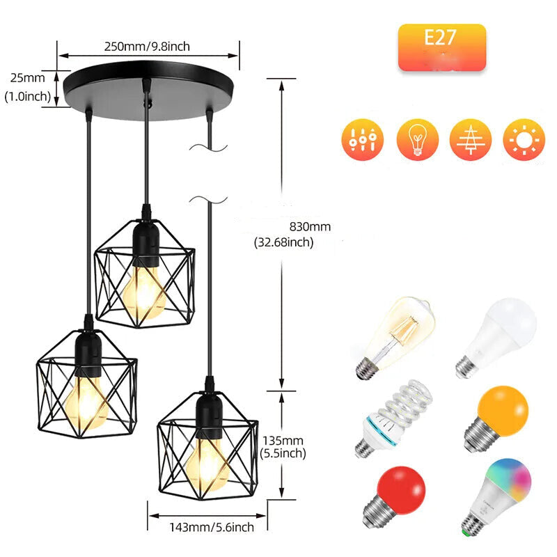 Adjustable Led Industrial Metal Cage Ceiling Pendant Lamp