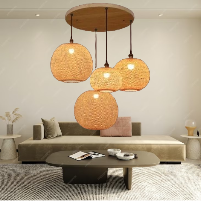 Bamboo Weaving Spherical Pendant Lamp