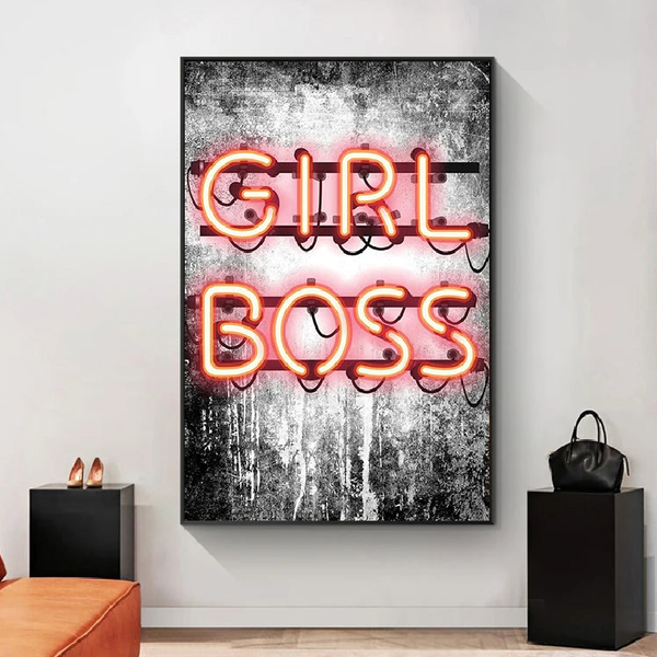Boss Girl Neon Sign, With Decorative Artistic Painting