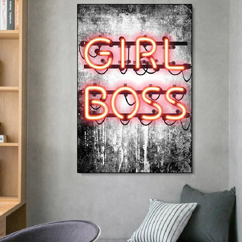 Boss Girl Neon Sign, With Decorative Artistic Painting